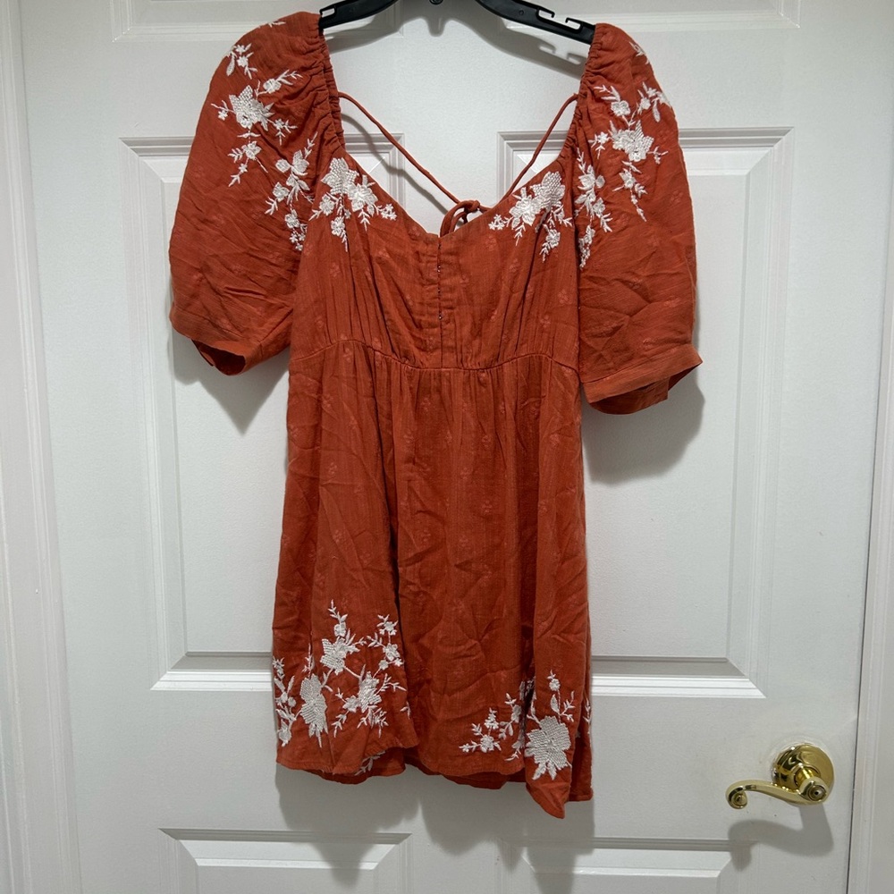 Free People Rust and creamEmbroidered Tunic